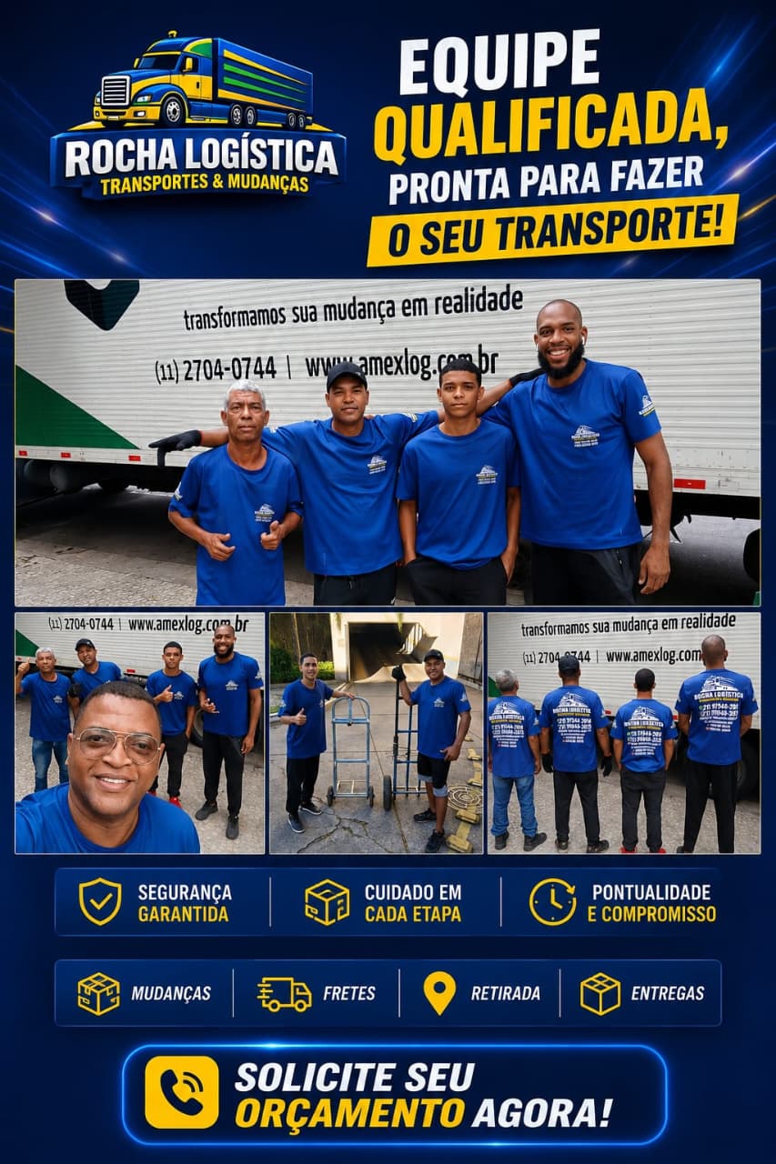 Arte promocional da equipe qualificada Rocha Logística